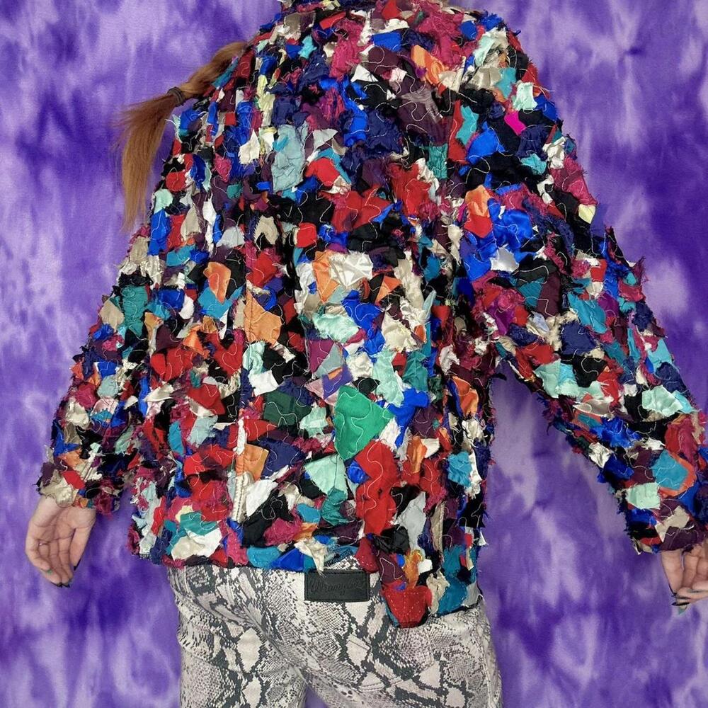 Multicolor Patchwork Fabric Applique Reversible J… - image 3